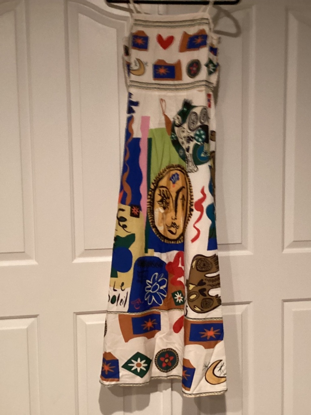 Jan Ping Women Abstract Design Dress, Size Medium, Color Beige Multi Color NWT